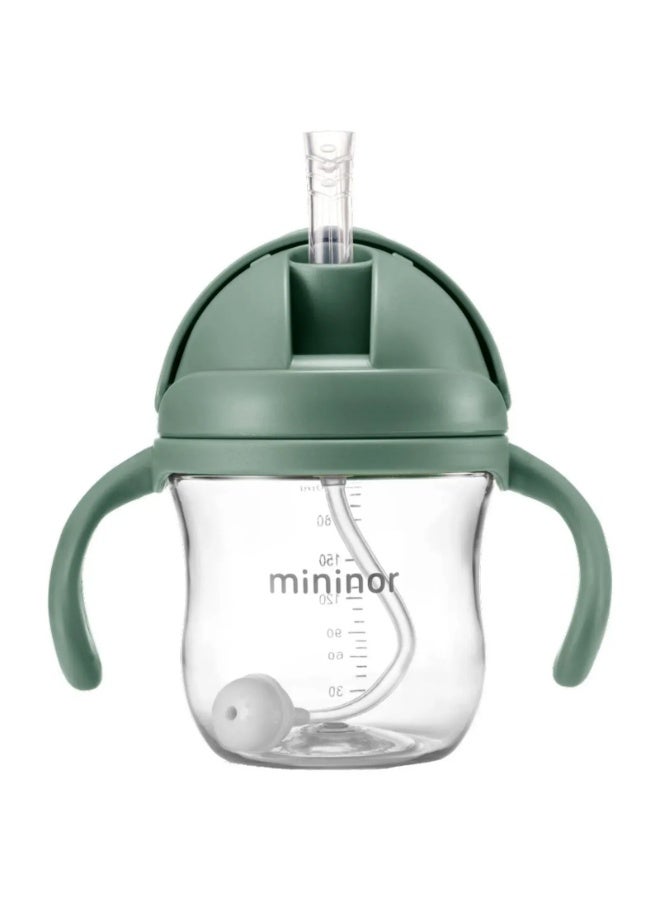 Mininor - Non-spill Trainer Straw Cup - , BPA and BPS Free Tritan, Weighted Straw, 6m + Willow Green - 220ml - Image 5