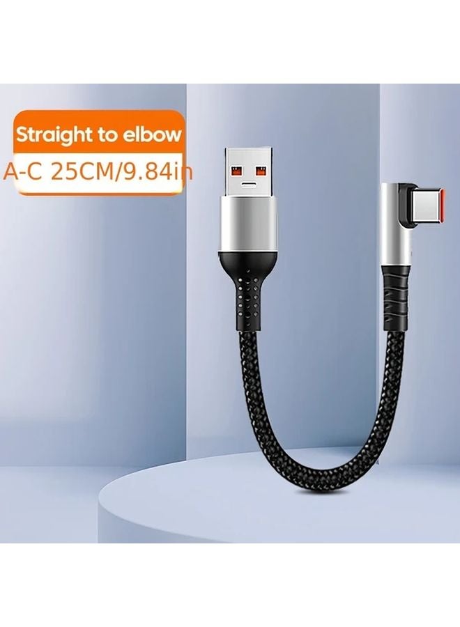 90 Degree Elbow USB C To C Fast Charging Cable 6A 9.84 Inch For iPhone 15 Huawei Xiaomi - Image 1
