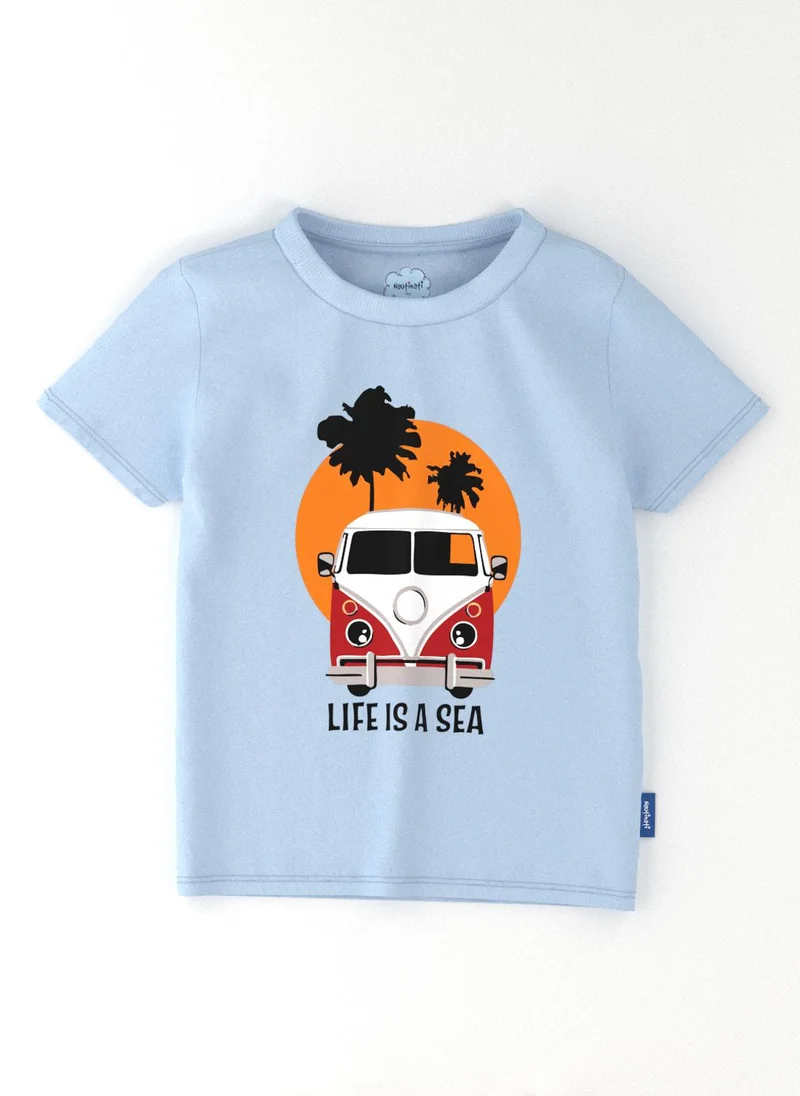 نوتيناتي Nautinati Boys' Pack of 2 Cotton Beach Graphic Printed T-shirts