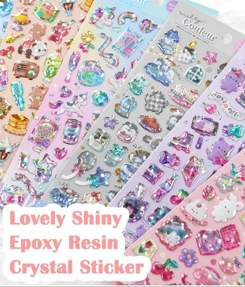 Deoxy Pack of 6 Design Mix 3D Puffy Holographic Sparkle Unicorn Rainbow Stickers Cute Decorative Stickers for Phone Cases, Laptops, Party Favors Birthday Crafts Scrapbooking Supplies - Image 4