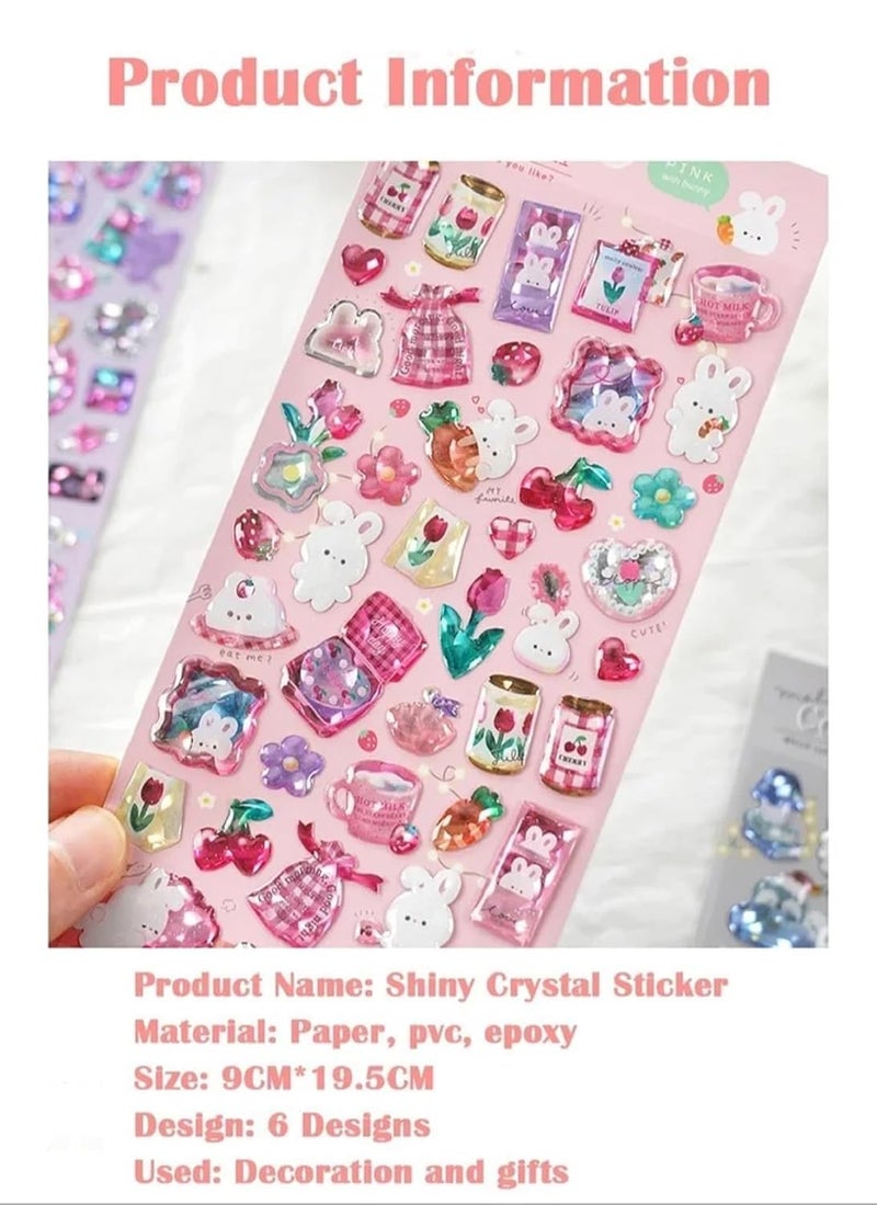 Deoxy Pack of 6 Design Mix 3D Puffy Holographic Sparkle Unicorn Rainbow Stickers Cute Decorative Stickers for Phone Cases, Laptops, Party Favors Birthday Crafts Scrapbooking Supplies - Image 3
