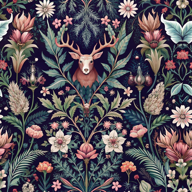 Yun-aeon Yunaeon Deer and Nature Peel and Stick Wallpaper 173 x 30036sq ft Removable Forest Contact Paper Plants Wall Paper Vinyl Self Adhesive Floral Art Deco for Bedroom Living Room - Image 2