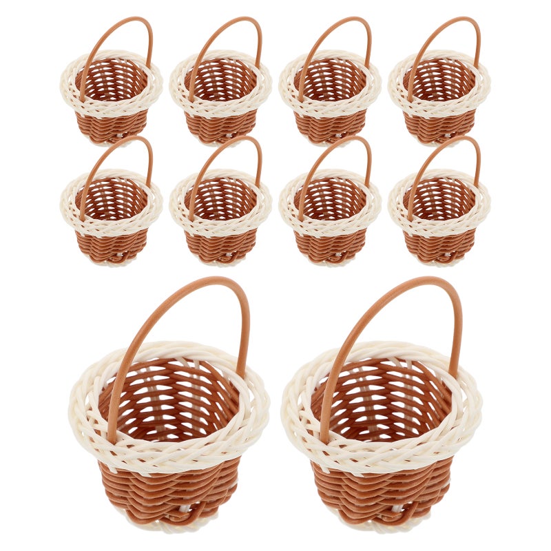 10pcs Cute Wedding Flower Basket: Handwoven Floral Basket With Handle For Wedding Favors Home Decor Garden Outdoor Events - Image 1