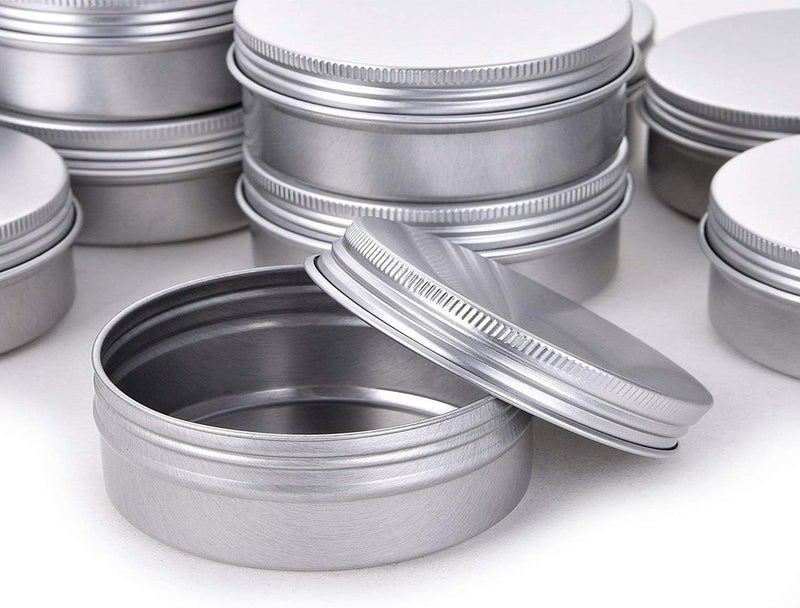 Hulless 2 Ounce Aluminum Tin Jar Refillable Containers 60 ml Aluminum Screw Lid Round Tin Container Bottle for Cosmetic,Lip Balm, Cream, 12 Pack. - Image 3