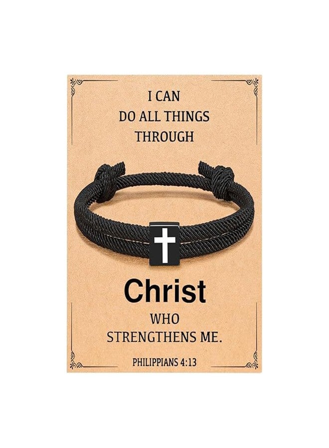 72ore Christian Bracelet for Women Men Cross Bracelet Jesus Loves You Jewelry Faith Wristband Gifts for Catholic Men Religious Inspirational Gifts Easter Basket Stuffers - Image 1