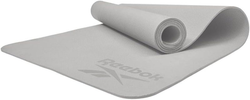 ريبوك حصيرة يوغا ريبوك بسماكة 4 مم بلون رمادي فاتح – خفيفة ومقاومة للانزلاق لممارسة اليوغا والتمدد - Image 1