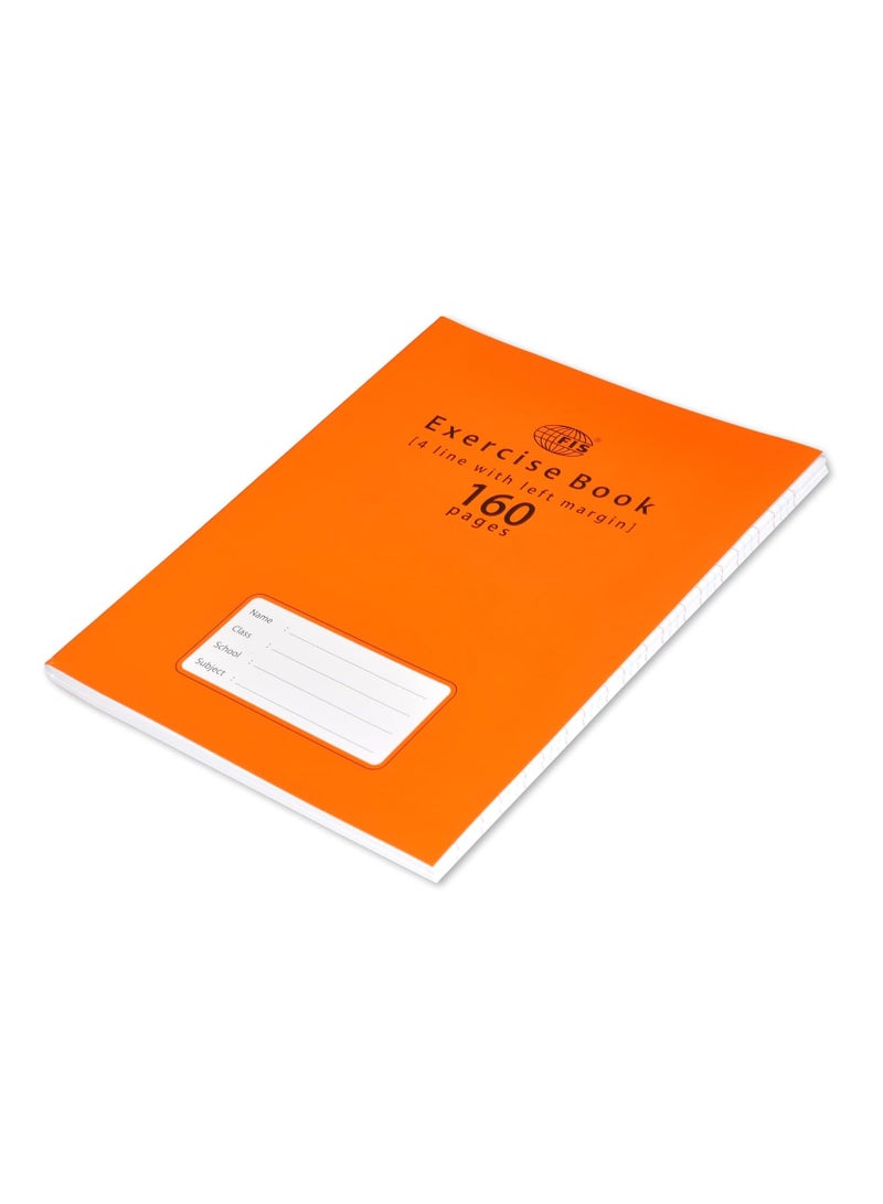 FIS دفتر تمارين، حجم 165x210 مم، 80 ورقة، 160 صفحة، 4 خطوط مع هامش أيسر، عبوة من 12 قطعة، غلاف برتقالي نيون مع معلومات رياضية - FSEB4LM160N - Image 4