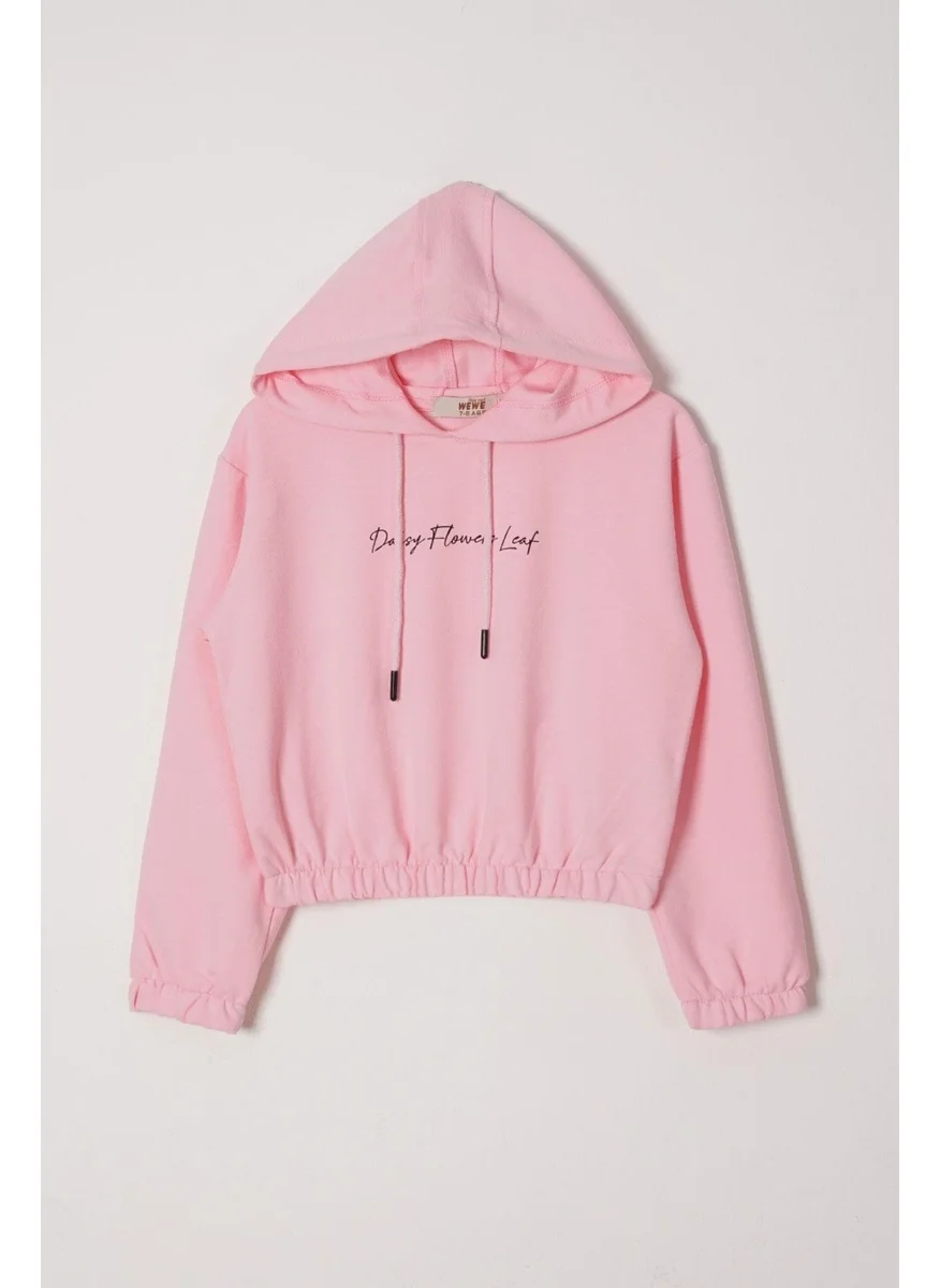زيبكيدز Hooded Long Sleeve Daisy Flowrs Leaf Printed Light Pink Color Girl's Two Piece Set