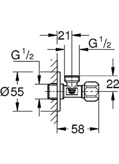 Grohe Grohe Angle Valve 1/2" Pre-Roughened Connection Thread  - Image 3