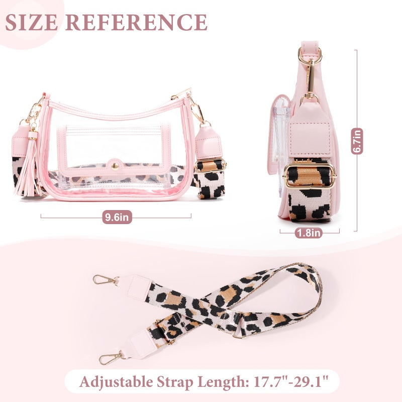 XYWstore Clear Bag for Events, Crossbody Purses for Women. Stadium Approved (Pink) - Image 4