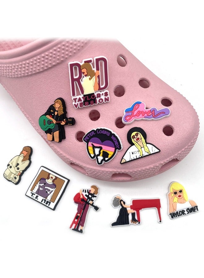 10PCS Crocs Shoe Decoration Charms, Taylor Series Charms Shoes Charm for Crocs Hole Hole Shoe, for Kids Boys Girls Men Women Party Supplies - Image 1