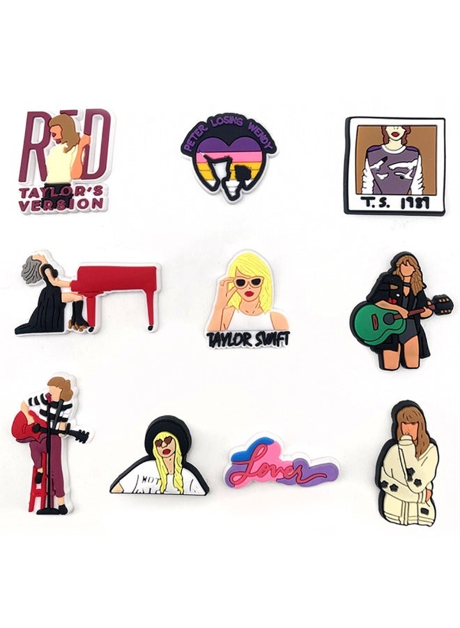 10PCS Crocs Shoe Decoration Charms, Taylor Series Charms Shoes Charm for Crocs Hole Hole Shoe, for Kids Boys Girls Men Women Party Supplies - Image 2