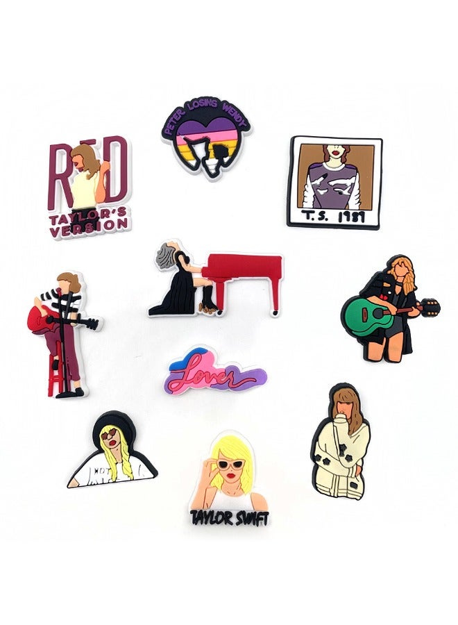 10PCS Crocs Shoe Decoration Charms, Taylor Series Charms Shoes Charm for Crocs Hole Hole Shoe, for Kids Boys Girls Men Women Party Supplies - Image 3