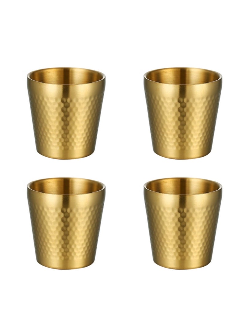 Morlife Stainless Steel Cups, 4 Pack 175MLGold Double Wall Metal Stackable Insulated Portable Drinking Tumblers Unbreakable Shatterproof Glasses for Kids Toddlers Adults Party Camping Travelling - Image 1