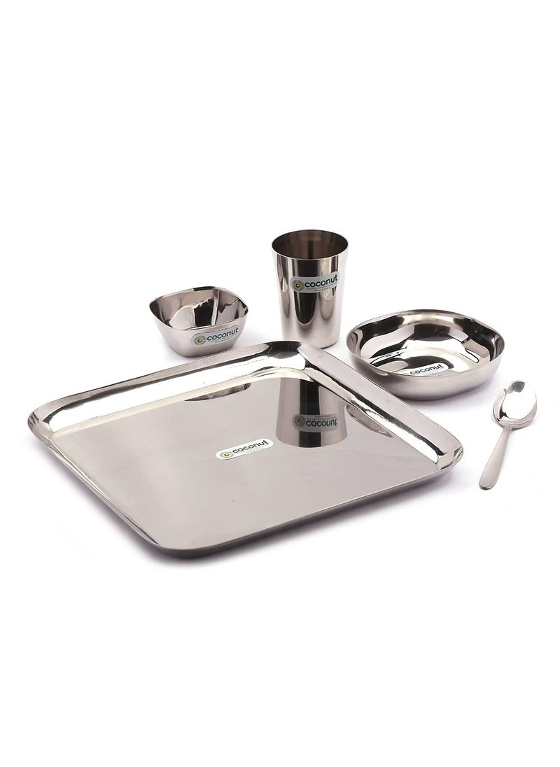 Coconut Coconut Stainless Steel Square Dinner Set/Dinnerware/Lunch Set - 5 Pieces  - Image 2
