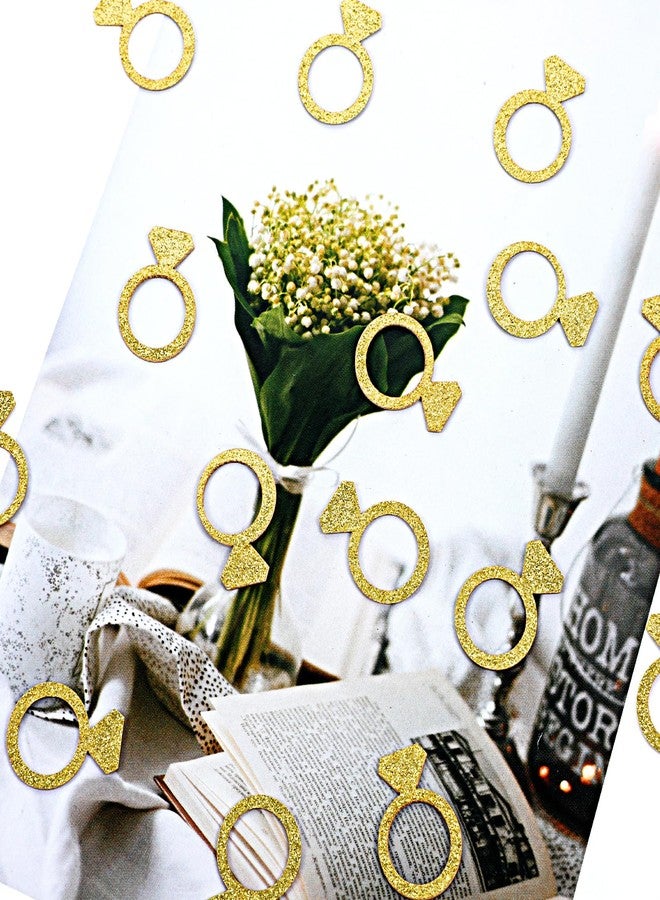 Telooco 100Pcs Wedding Confetti Gold Bridal Shower Table Decorations Glitter Diamond Ring Confetti for Wedding Engagement Party Table Scatter - Image 5