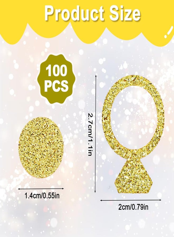 Telooco 100Pcs Wedding Confetti Gold Bridal Shower Table Decorations Glitter Diamond Ring Confetti for Wedding Engagement Party Table Scatter - Image 2