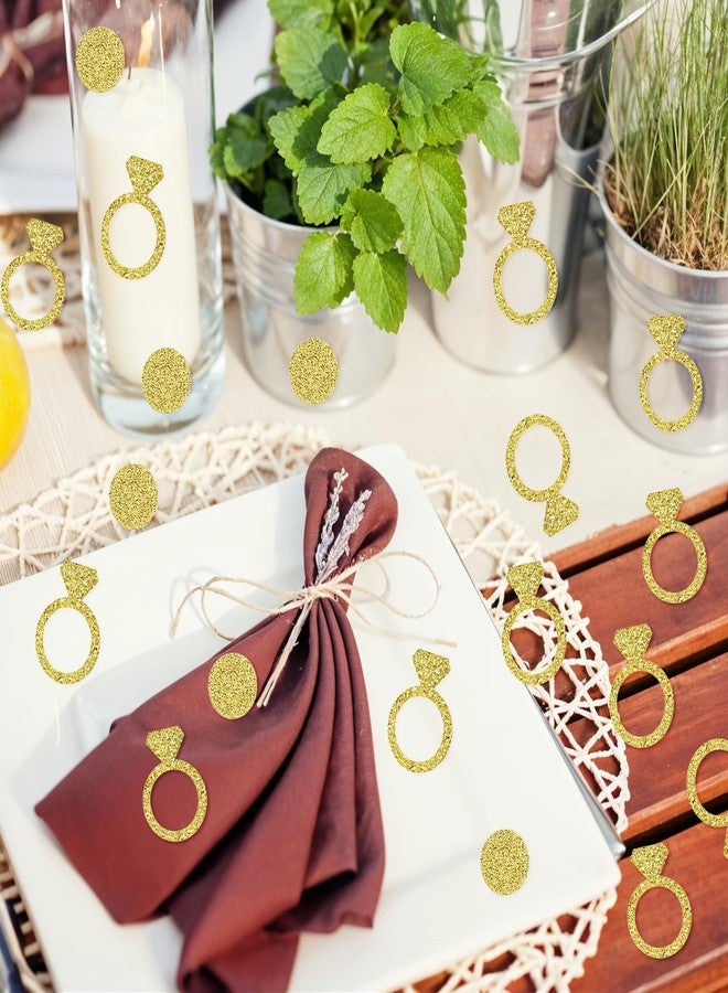 Telooco 100Pcs Wedding Confetti Gold Bridal Shower Table Decorations Glitter Diamond Ring Confetti for Wedding Engagement Party Table Scatter - Image 3
