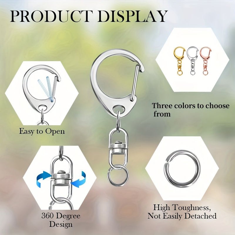 54pcs Silver Lobster Clasp Keychains With 8 Shaped Rotating Hooks - Image 3