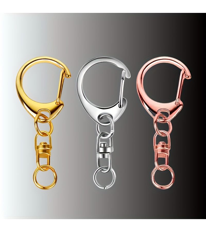 54pcs Silver Lobster Clasp Keychains With 8 Shaped Rotating Hooks - Image 1