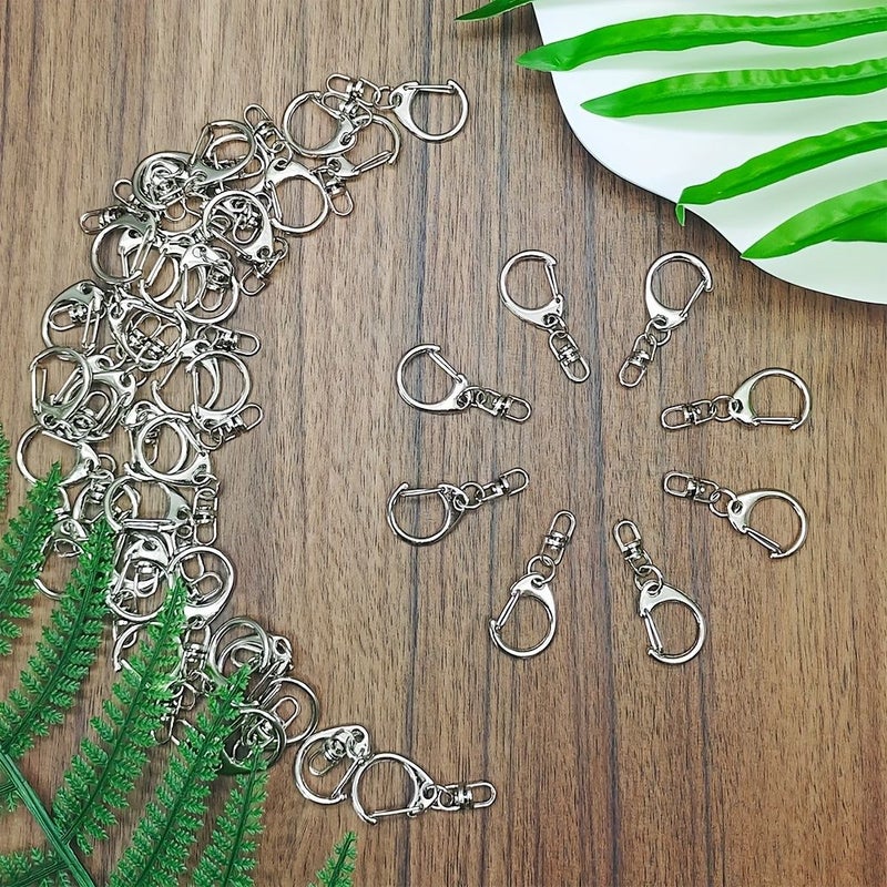 54pcs Silver Lobster Clasp Keychains With 8 Shaped Rotating Hooks - Image 2