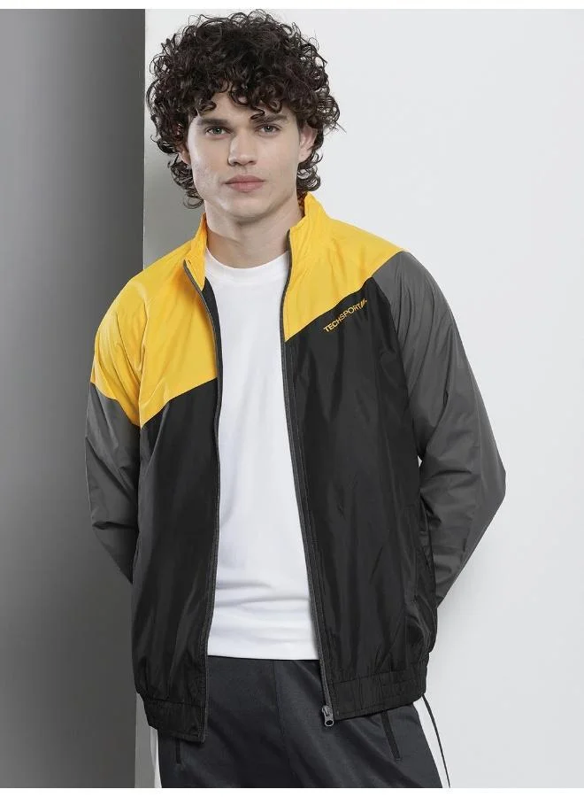 ذا انديان كراج كو Men Yellow Regular Fit Zipper Pockets Color Block Windcheater
