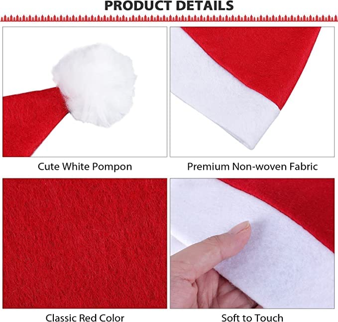 brown leaf brown leaf Christmas Santa Mask Santa Hat Cap Asseccories Combo Pack For Christmas Party Celebration (Pack Of 15 Santa Mask 15 Santa Cap) - Image 5