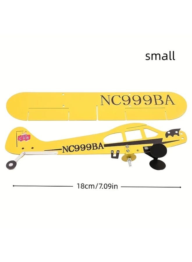 Small Metal Airplane Wind Direction Indicator Vintage Spinning Propeller Yellow Black Outdoor Garden Decor - Image 4