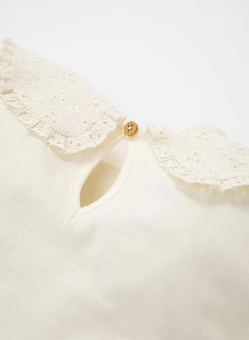 DeFacto  Lace Collar Basic Long Sleeve T-Shirt  | Best Price UAE