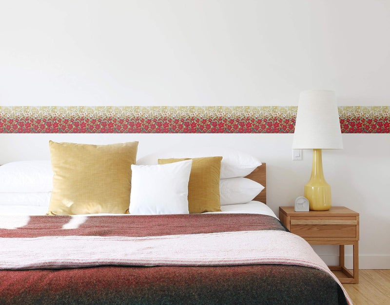 WallDesign Vinyl Tree and Flowers Botanical Wall Sticker (5.25 x 120 x 0.1 inches, Red, White) - Image 2