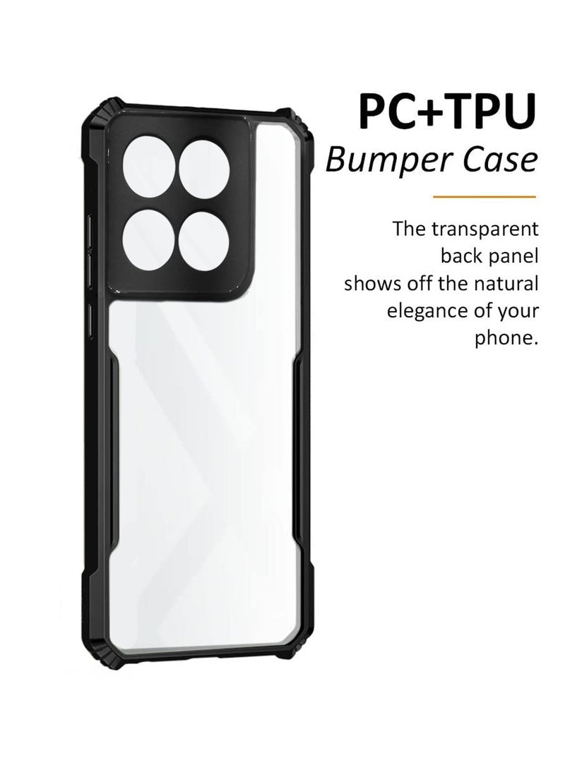 Wtech Motorola Moto G 5G 2025 Hybrid TPU Silicone with Raised Armour Bumpers Slim Case Cover (MCAPSA) - Clear/Black - Image 2