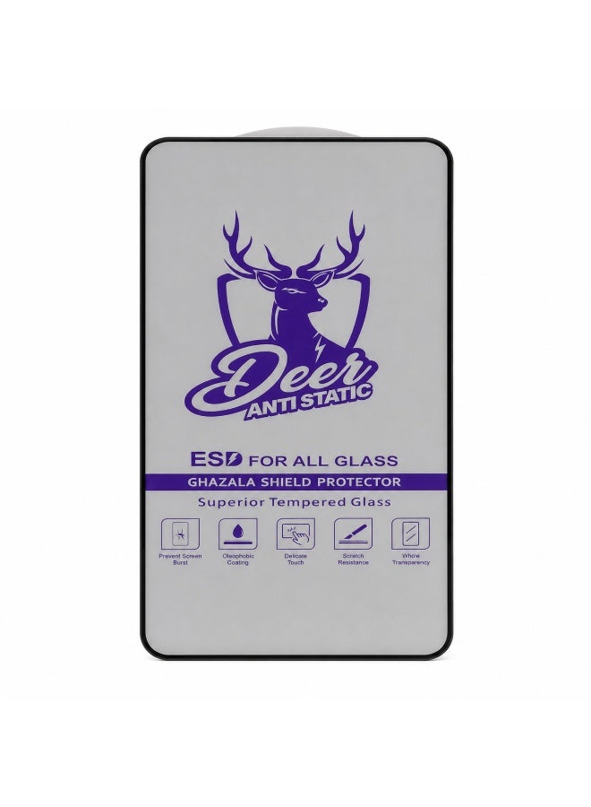 Deer Al-Ghazala Anti-Static ESD Tempered Glass Screen Protector for Samsung Galaxy A72 - Full Glue Full Coverage Black Frame - Image 2