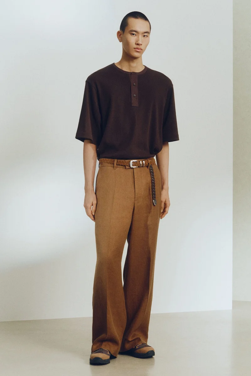 H&M Loose Fit Linen-blend Henley top