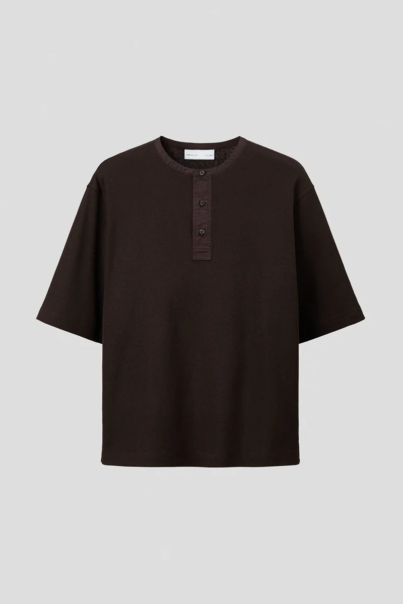 H&M  Loose Fit Linen-blend Henley top for Men | Best Price UAE