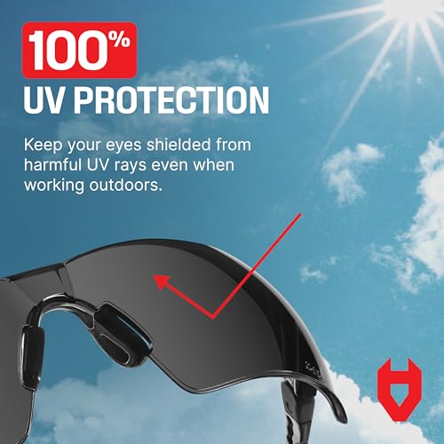 NoCry Anti-Fog Safety Sunglasses for Men with Scratch Resistant Lenses — Tinted Safety Glasses for Construction with 100% UV Protection — ANSI Z87.1 Work Sunglasses with Adjustable Temples & Nose Pad - Image 4
