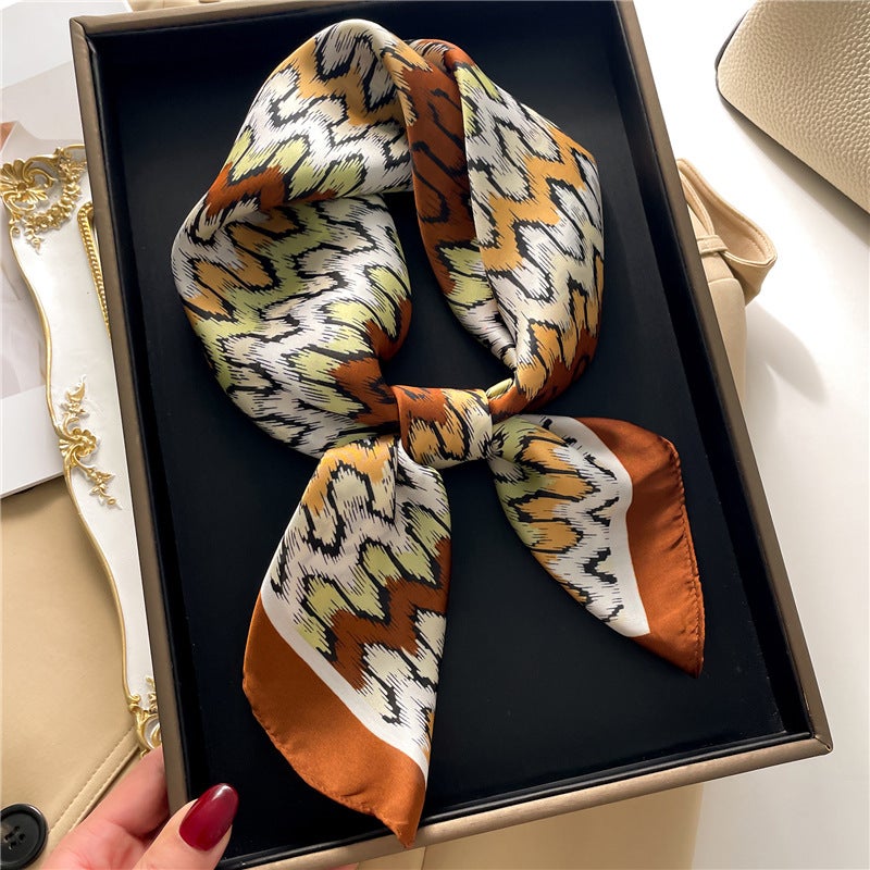 Factory wholesale scarves ladies scarf shawls 70cm Korean small square silk satin printed spring and summer sunscreen scarf - Image 5