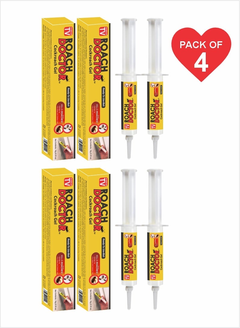 Roach Doctor حقنة طعم جل الصراصير - أفضل قاتل للصراصير للحصول على نتائج سريعة ودائمة عبوة من 4