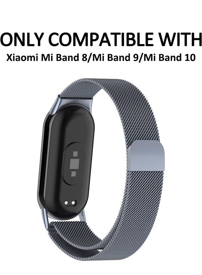 حزام حلقة ميلانو لـ Xiaomi Mi Band 10/9/8 سوار من الفولاذ المقاوم للصدأ لـ Xiaomi Band 10/9/8 ملحقات لـ miband 10/9/8 حزام معدني لساعة اليد (رمادي فلكي) - Image 5