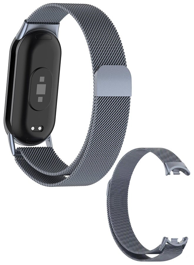 حزام حلقة ميلانو لـ Xiaomi Mi Band 10/9/8 سوار من الفولاذ المقاوم للصدأ لـ Xiaomi Band 10/9/8 ملحقات لـ miband 10/9/8 حزام معدني لساعة اليد (رمادي فلكي) - Image 1