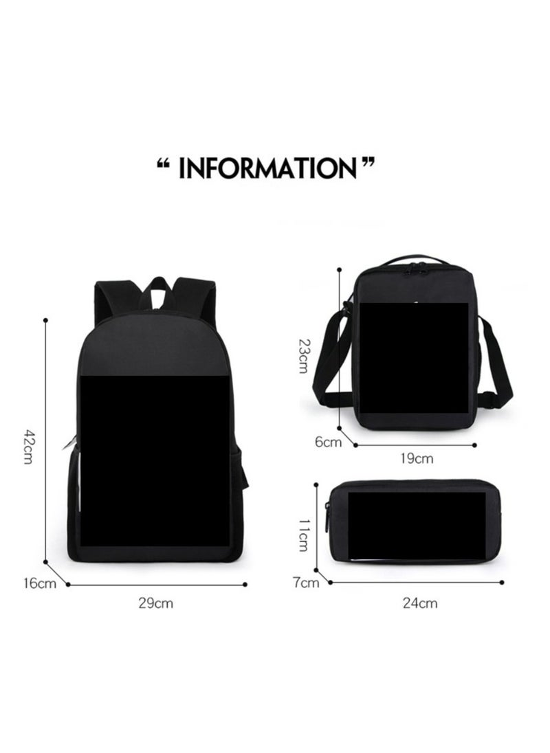 JURASSIC WORLD New Jurassic Park Dinosaur Three piece Set with Large Capacity Backpack, Student School Bag, Lunch Bag, Pen Bag  - Image 2