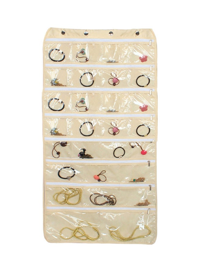 NIBEMINENT Double Sided Zipper Hanging Necklace Earring Holder Beige 
