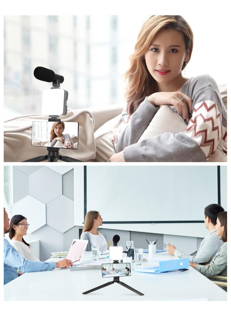 مجموعة مدونات الفيديو للمبتدئين من لأجهزة آيفون وأندرويد – حامل ثلاثي القوائم 10 إنش، ضوء LED بـ 36 مصباحًا، حامل جوال وميكروفون بندقية صغير – مثالية للبث المباشر، مكالمات الفيديو، واليوتيوب - Image 3