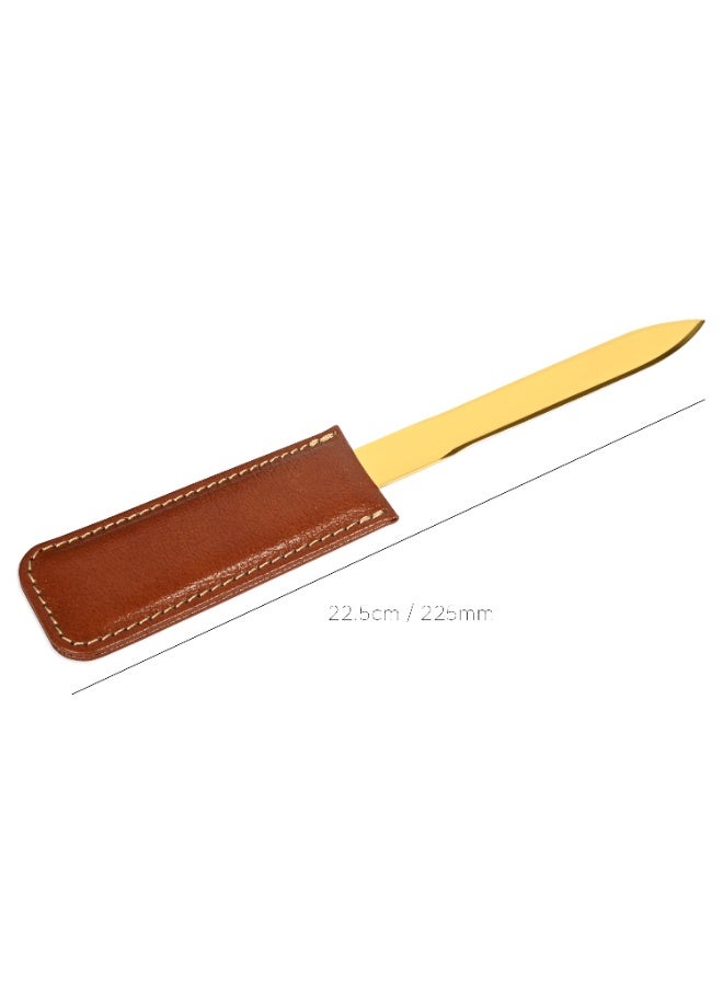 FIS Letter Opener for Desk Set, German Bonded Leather Handle Materials Brown Color, Gold Blade Color-FSDSLOGBLBR - Image 5