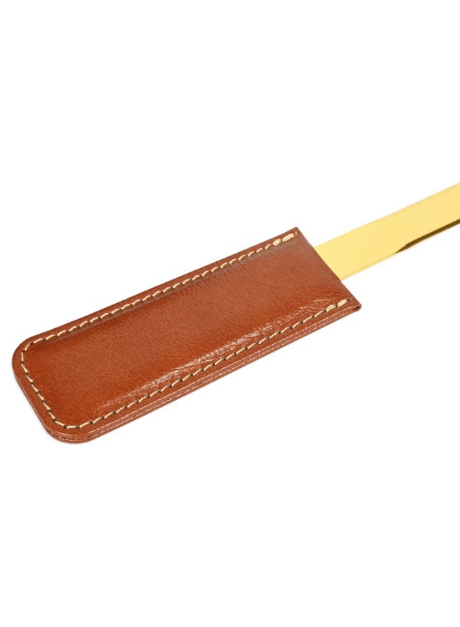 FIS Letter Opener for Desk Set, German Bonded Leather Handle Materials Brown Color, Gold Blade Color-FSDSLOGBLBR - Image 2