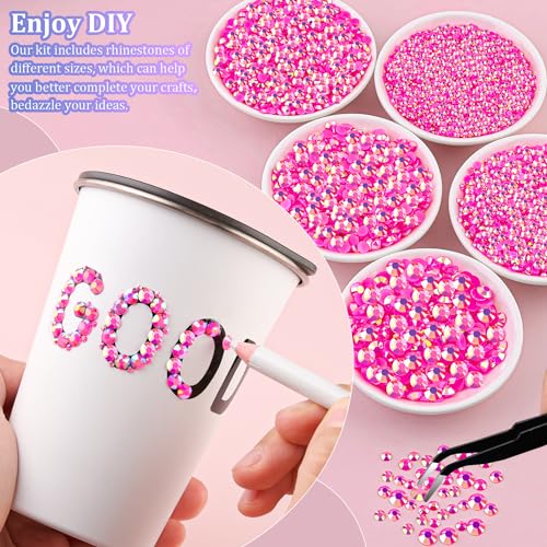 TINKRSTUFF 16000Pcs Resin Jelly Rhinestones for Crafting, Hot Pink AB Flatback Gems, Bedazzling Crystal with 3Pcs 10ml B7000 Jewelry Glue for DIY Crafts Clothing Tumblers Shoes Fabric Nail Art - Image 3