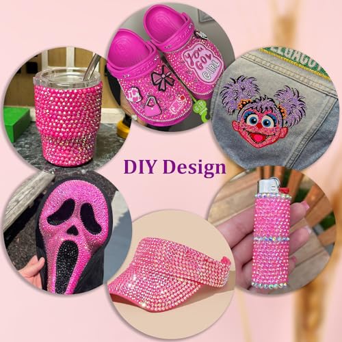 TINKRSTUFF 16000Pcs Resin Jelly Rhinestones for Crafting, Hot Pink AB Flatback Gems, Bedazzling Crystal with 3Pcs 10ml B7000 Jewelry Glue for DIY Crafts Clothing Tumblers Shoes Fabric Nail Art - Image 4