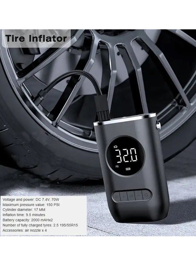 Denx Portable Compact Wireless Intelligent Digital Electric Air Inflator Pump Suitable For Bicycle Car Motorcycle Tires - From Denx - Image 3