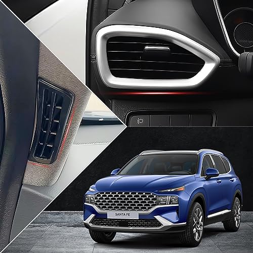 MUXEE 4PCS Dashboard Upper Wind Outlet Cover Trims Dashboard Left Right Air Vent Outlet Trim for Hyundai Santa Fe 2019 2020 2021 2022 2023 - ABS silver Sport Interior Accessories - Image 3