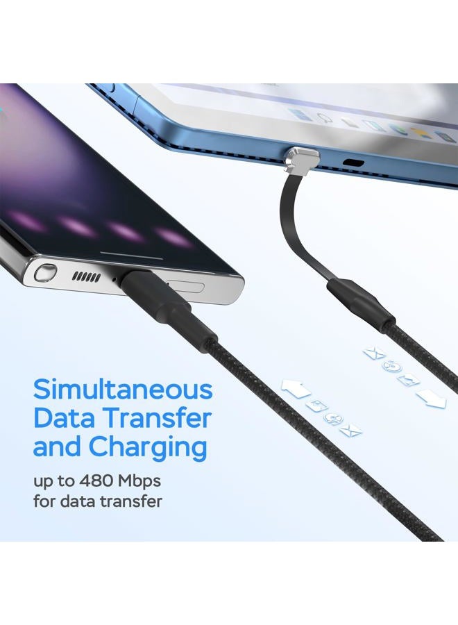 DbillionDa USB C Charger Cable, 60W 6ft Type C Charging Cable, Flat 90-Degree C-Port, High-Speed Data Transfer Compatible with Samsung S23/S22/S21, iPhone 15 Pro/Pro Max, MacBook Air/Pro, etc. - Image 4