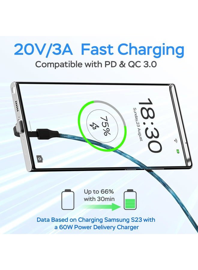 DbillionDa USB C Charger Cable, 60W 6ft Type C Charging Cable, Flat 90-Degree C-Port, High-Speed Data Transfer Compatible with Samsung S23/S22/S21, iPhone 15 Pro/Pro Max, MacBook Air/Pro, etc. - Image 3